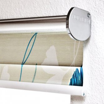 Electrical roller blind Trend-Line with print, installation by support rail on the wall Electrical roller blind Trend-Line with print, installation by support rail on the wall