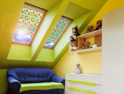 Roller blind for Velux roof windows with décor Roller blind for Velux roof windows with décor