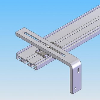 Panel glide system installation of the rail by mounting angles to the wall Panel glide system installation of the rail by mounting angles to the wall