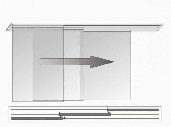 Panel glide system 3 runs one-sided left Panel glide system 3 runs one-sided left